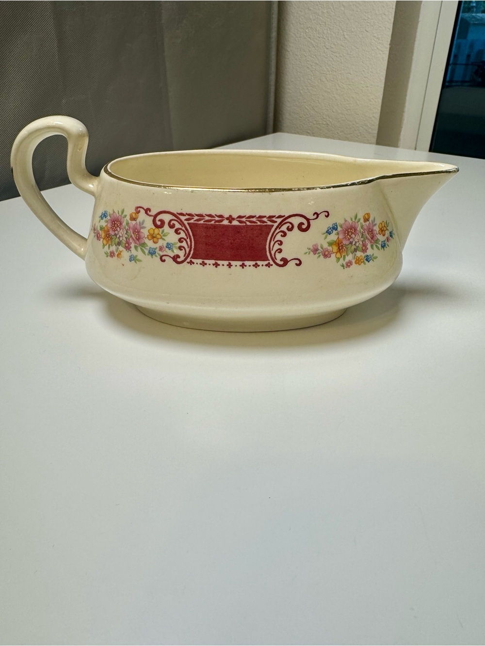 Homer Laughlin Cream Ceramic Serving Platter with Green Backstamp- From 1936